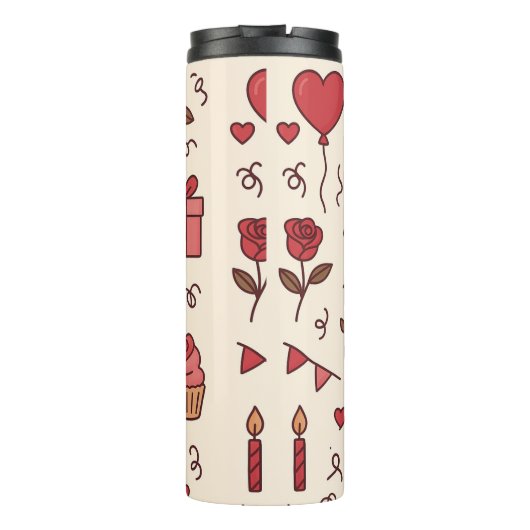 Romantic Celebration Doodle Pattern Thermosbecher (Rückseite)