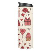 Romantic Celebration Doodle Pattern Thermosbecher (Nach rechts gedreht)