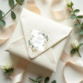 Romantic Charming Flowers & Branches Frame Wedding Quadratischer Aufkleber