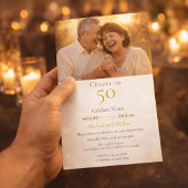 Romantic Cheers to 50 Years Gold Einladung