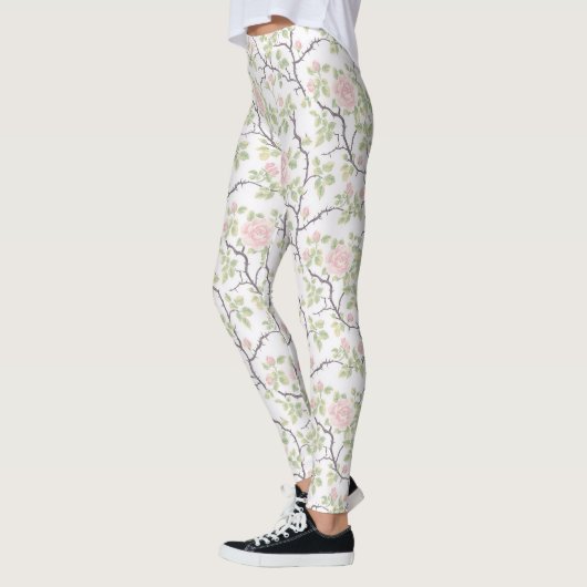 Romantic Chic Blush Pink Flowers Leggings (Links)