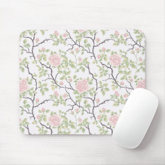 Romantic Chic Blush Pink Flowers Mousepad (Mit Mouse)