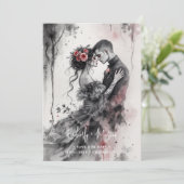 Romantic Chic Charming Gothic Couple Wedding Save The Date (Stehend Vorderseite)
