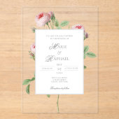 Romantic Chic French Rose Botanical Wedding Acryleinladungen (Vorderseite)