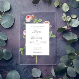 Romantic Chic French Rose Botanical Wedding Acryleinladungen
