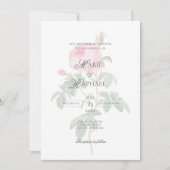 Romantic Chic French Rose Botanical Wedding Einladung (Vorderseite)