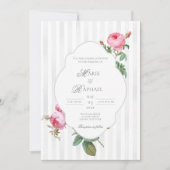 Romantic Chic French Rose Botanical Wedding Einladung (Vorderseite)