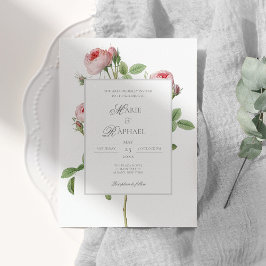 Romantic Chic French Rose Botanical Wedding Einladung