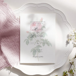 Romantic Chic French Rose Botanical Wedding Einladung