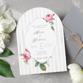Romantic Chic French Rose Botanical Wedding Einladung