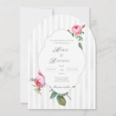 Romantic Chic French Rose Botanical Wedding Einladung (Vorderseite)
