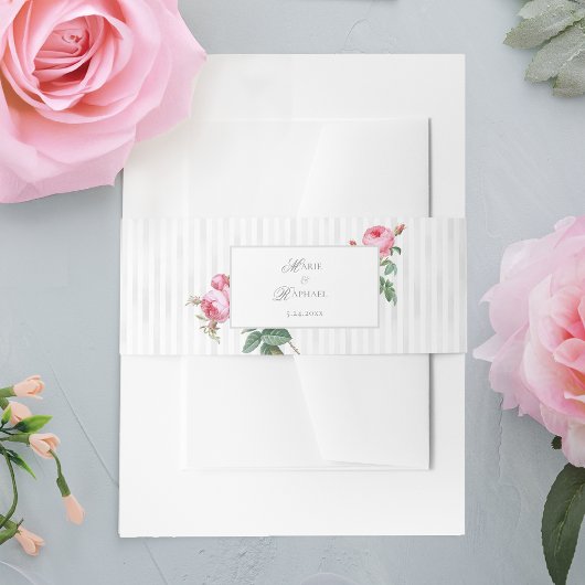 Romantic Chic French Rose Botanical Wedding Einladungsbanderole