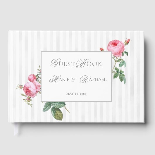 Romantic Chic French Rose Botanical Wedding Gästebuch (Vorderseite)