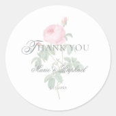 Romantic Chic French Rose Botanical Wedding Runder Aufkleber (Vorderseite)