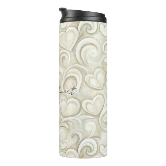 Romantic Chic Heart Swirls Thermosbecher (Nach rechts gedreht)