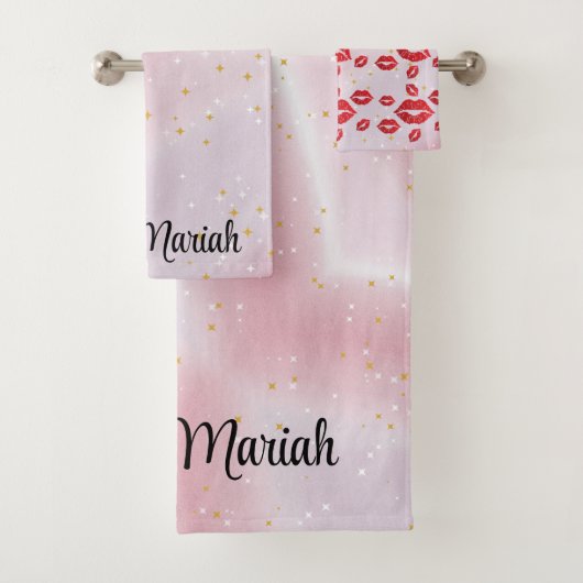 Romantic chic luxe red lips badhandtuch set (Insitu)