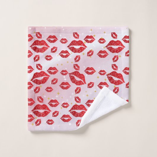 Romantic chic luxe red lips badhandtuch set (Waschlappen)