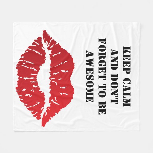 Romantic chic luxe red lips fleecedecke (Vorderseite (Horizontal))