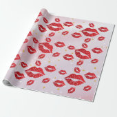 Romantic chic luxe red lips geschenkpapier (Ungerollt)