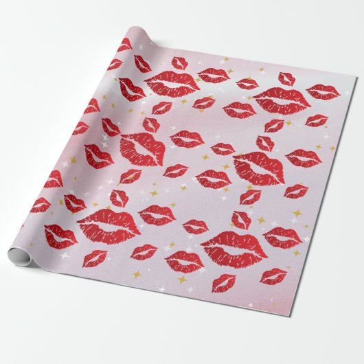 Romantic chic luxe red lips geschenkpapier (Ungerollt)