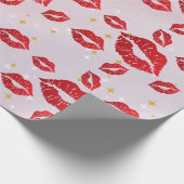Romantic chic luxe red lips geschenkpapier (Ecke)