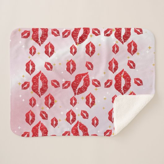 Romantic chic luxe red lips sherpadecke (Vorderseite (Horizontal))