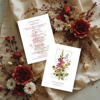 Romantic Chic Rustic Botanical Wildflowers Wedding Einladung