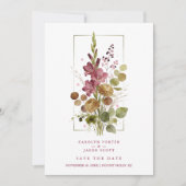 Romantic Chic Rustic Botanical Wildflowers Wedding Save The Date (Vorderseite)