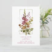 Romantic Chic Rustic Botanical Wildflowers Wedding Save The Date (Stehend Vorderseite)