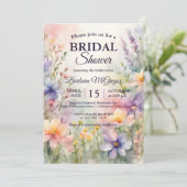 Romantic Chic Watercolor Wildflower Bridal Shower Einladung (Stehend Vorderseite)