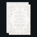 Romantic Chinoiserie Antique French Gold Wedding 2 Einladung<br><div class="desc">Updated with larger darker text per suggestion by a customer. Antique chinoiserie frame in antique gold; (customize to any color)</div>