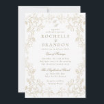 Romantic Chinoiserie Antique French Gold Wedding 2 Einladung<br><div class="desc">Updated with larger darker text per suggestion by a customer. Antique chinoiserie frame in antique gold; (customize to any color)</div>