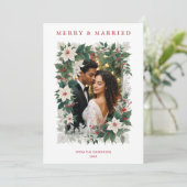 Romantic Christmas Botanical Frame Photo Feiertagskarte (Stehend Vorderseite)