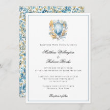 Romantic Classic Blue Crest Monogram Wedding