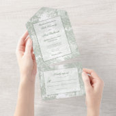 Romantic Classic Sage Green Landscape Toile All In One Einladung (Abreißen)