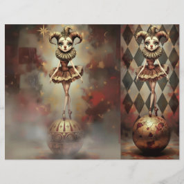 Romantic Clown Scrapbooking Sheet Briefbogen