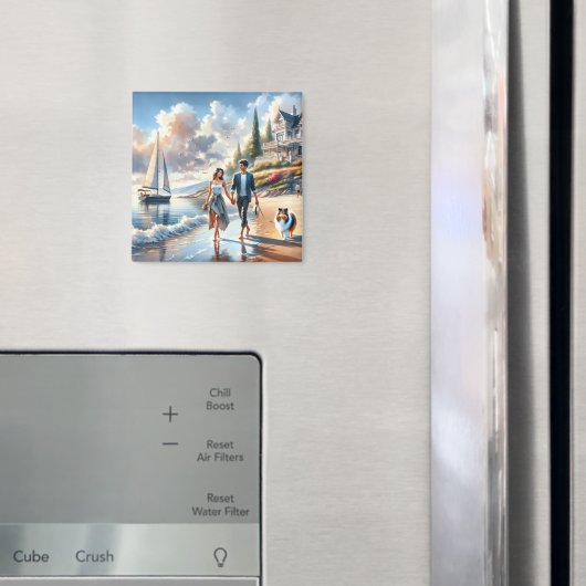 Romantic Coastal Cottage Sunset Stroll Magnet (In Situ (Kühlschrank))