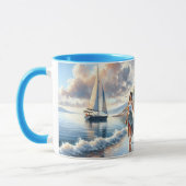 Romantic Coastal Cottage Sunset Stroll Tasse (Links)