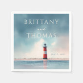 Romantic Coastal Lighthouse Scene Serviette (Vorderseite)