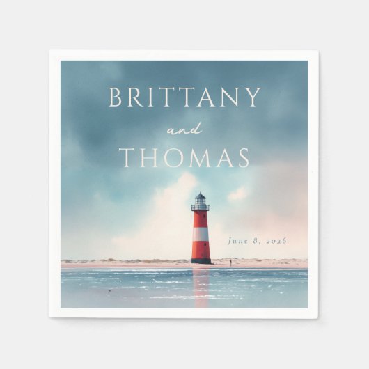 Romantic Coastal Lighthouse Scene Serviette (Vorderseite)