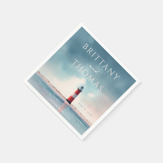 Romantic Coastal Lighthouse Scene Serviette (Ecke)