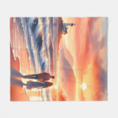 Romantic Coastal Sunset Lighthouse Walk Fleecedecke (Vorderseite (Horizontal))