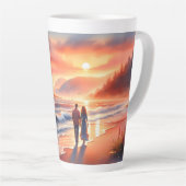 Romantic Coastal Sunset Lighthouse Walk Milchtasse (Rechte Ecke)