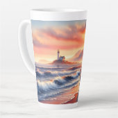 Romantic Coastal Sunset Lighthouse Walk Milchtasse (Linke Ecke)