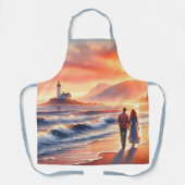 Romantic Coastal Sunset Lighthouse Walk Schürze (Vorderseite)