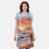 Romantic Coastal Sunset Lighthouse Walk Schürze (Getragen)