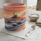 Romantic Coastal Sunset Lighthouse Walk Tasse