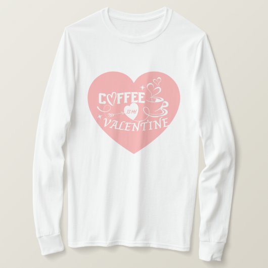 Romantic Coffee Lover Valentine Pink Heart Arrow T-Shirt (Design vorne)