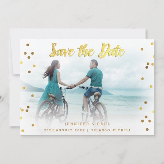 Romantic Confetti Save the Date Wedding Foto (Vorderseite)
