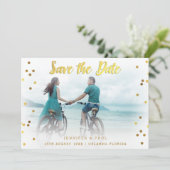 Romantic Confetti Save the Date Wedding Foto (Stehend Vorderseite)